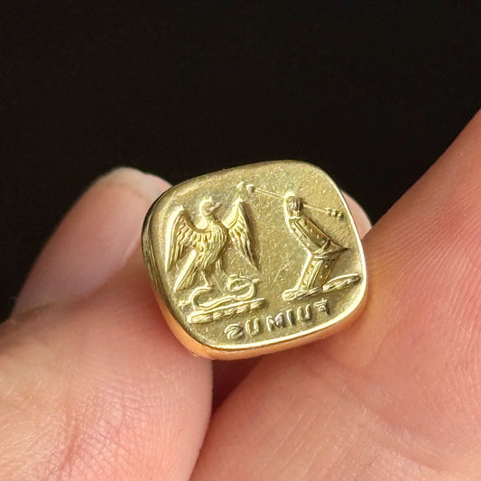 Antique 'Fuimus' Fob Pendant in 9 Carat Gold; Circa 1820