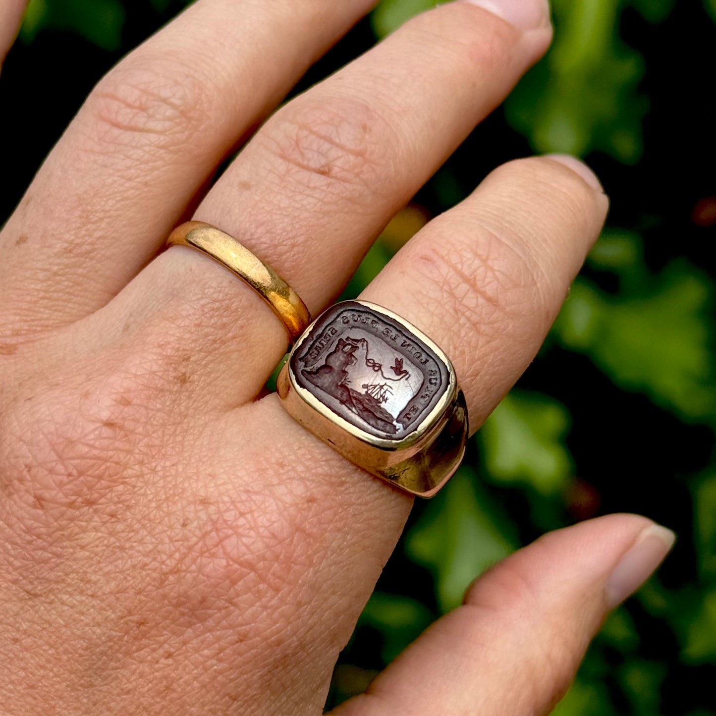 Antique Sentimental Intaglio Signet Ring