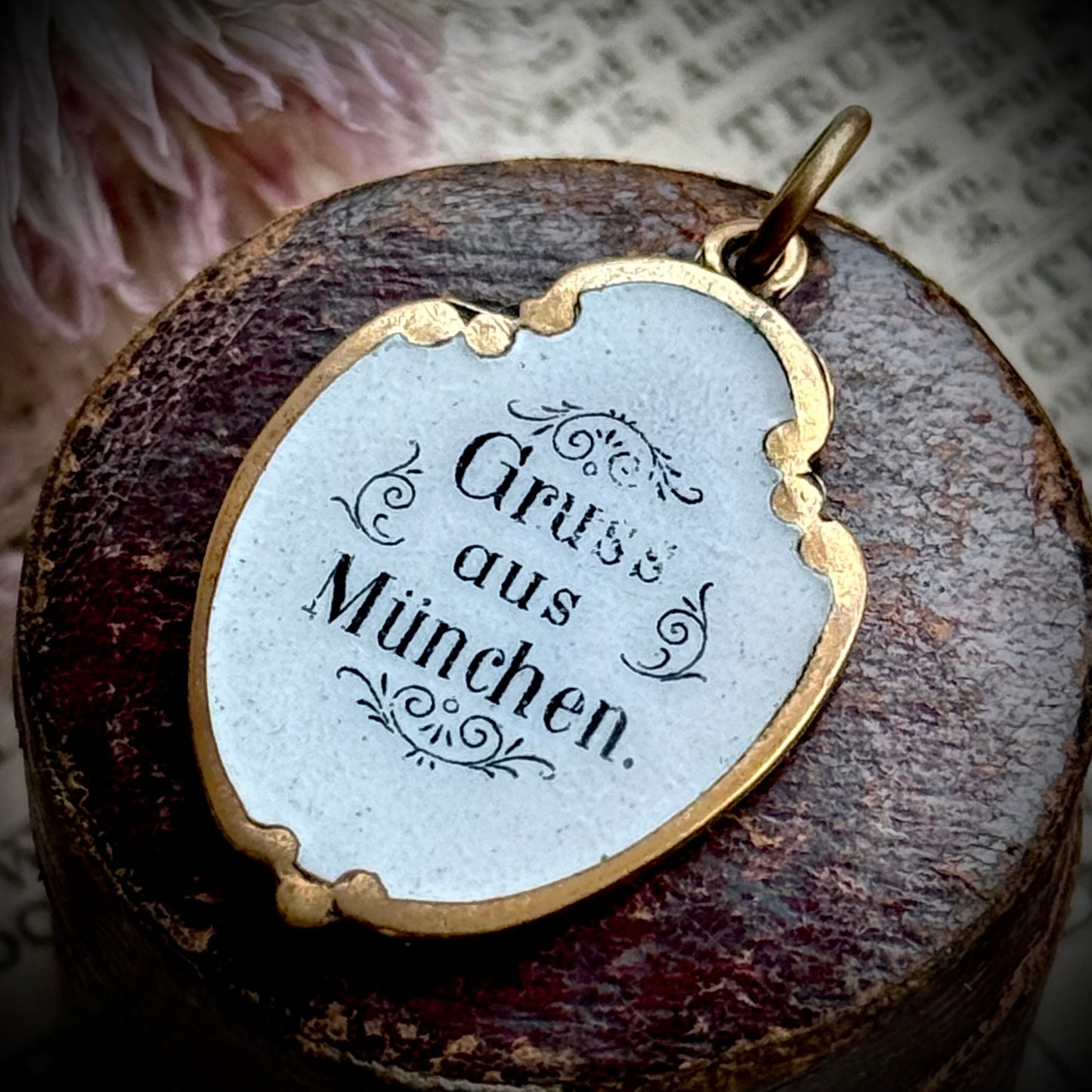 Antique Enamel “Gruss aus München” Souvenir Pendant