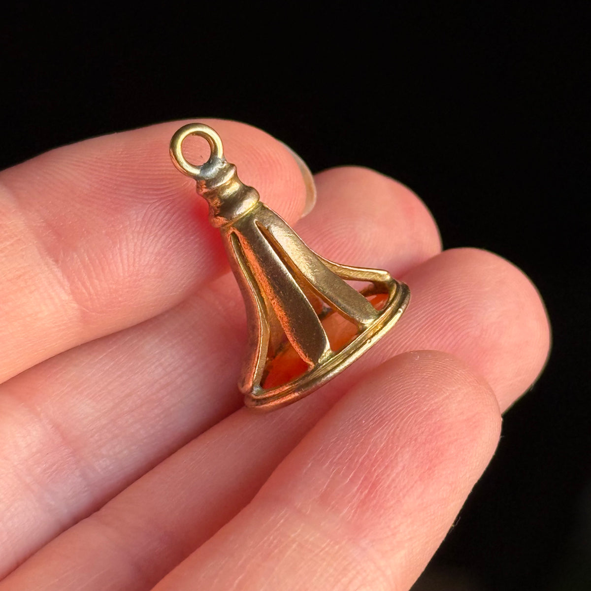 Antique Bird Carnelian Intaglio Fob Pendant; Circa 1830