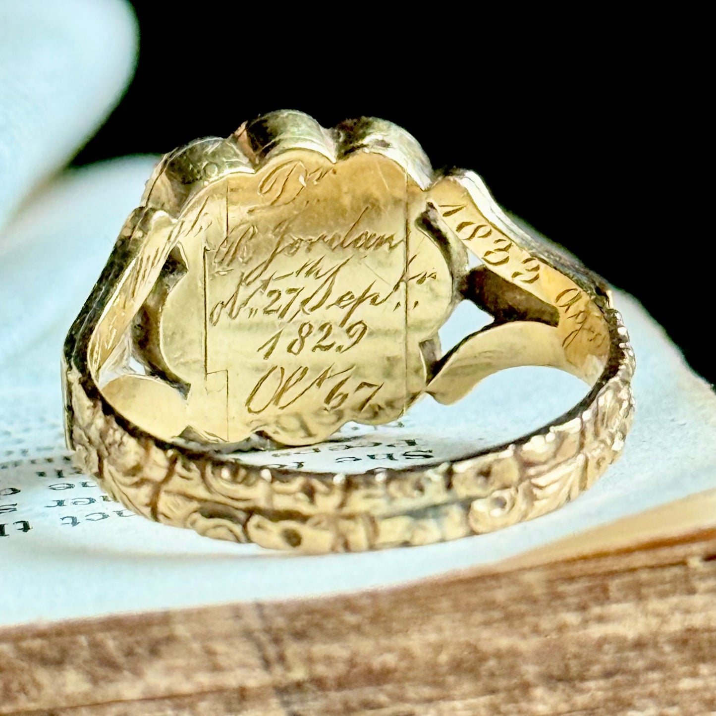 Georgian Era Hidden Locket Mourning Ring; Circa 1829