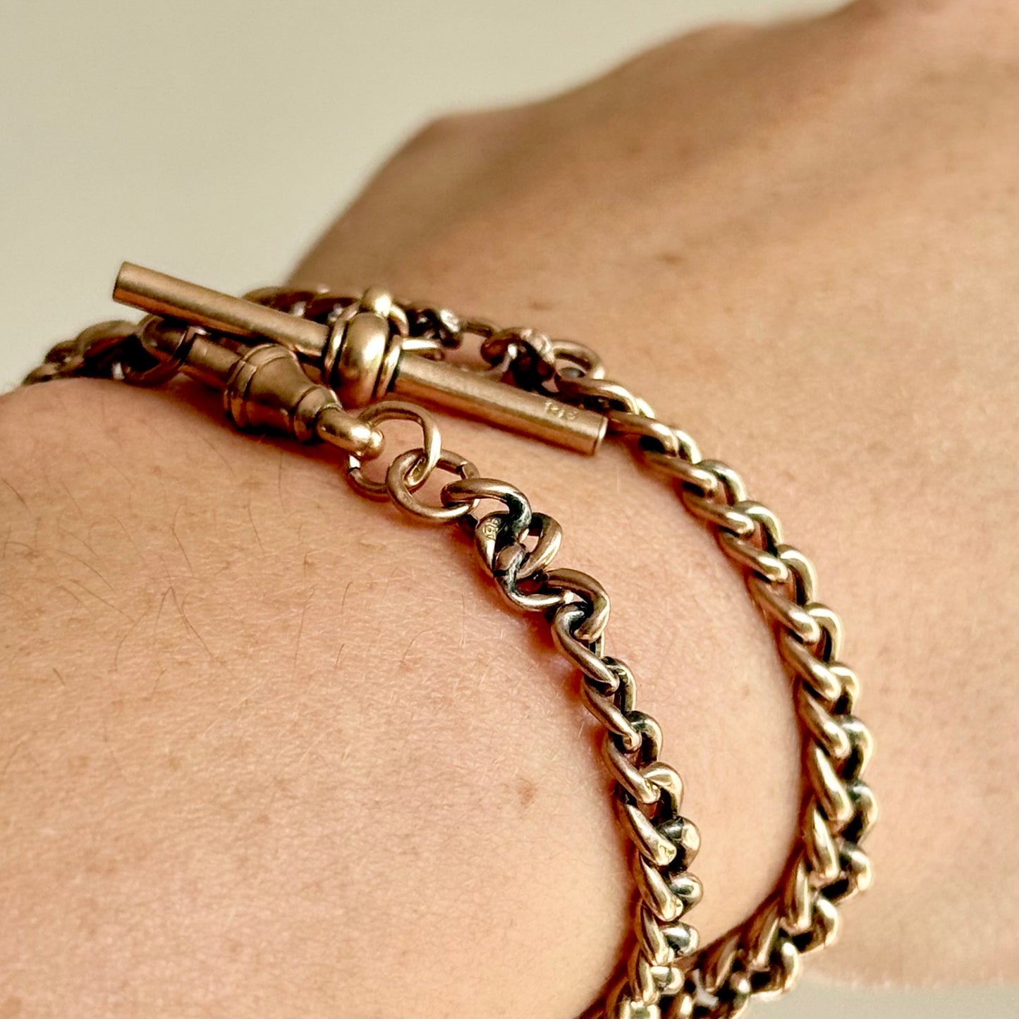 Miniature antique Albert Chain in 9 Carat Rose Gold; Circa 1895