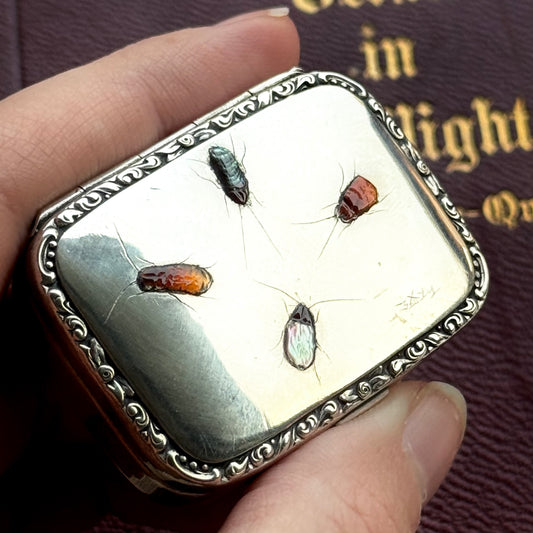 Antique Shibayama Trinket Box in Sterling Silver