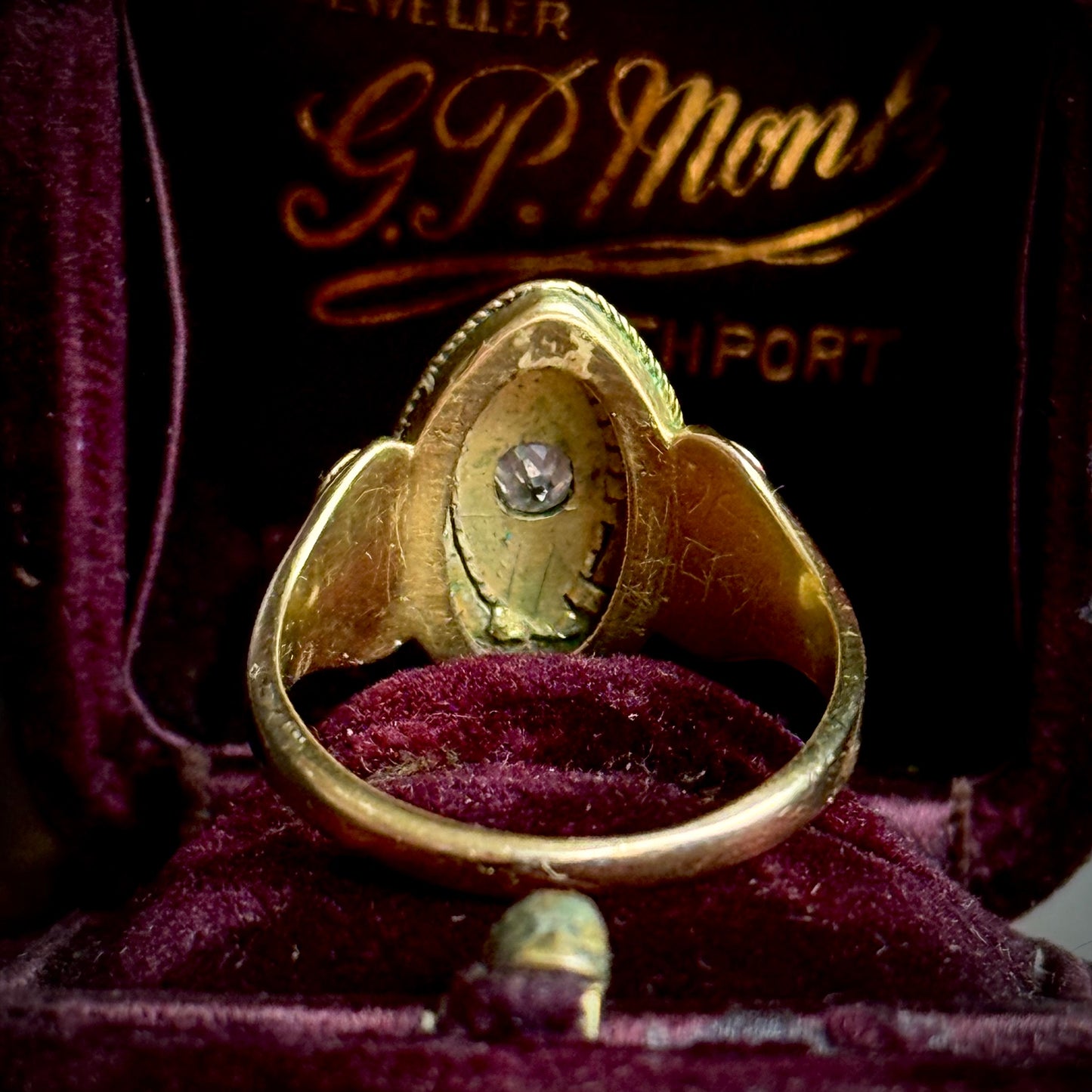 Georgian Diamond and enamel Mourning Ring in 18 Carat Gold