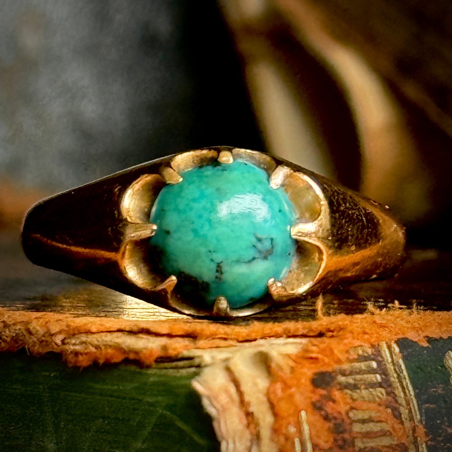 Victorian Turquoise Ring in 18 Carat Gold; Circa 1850