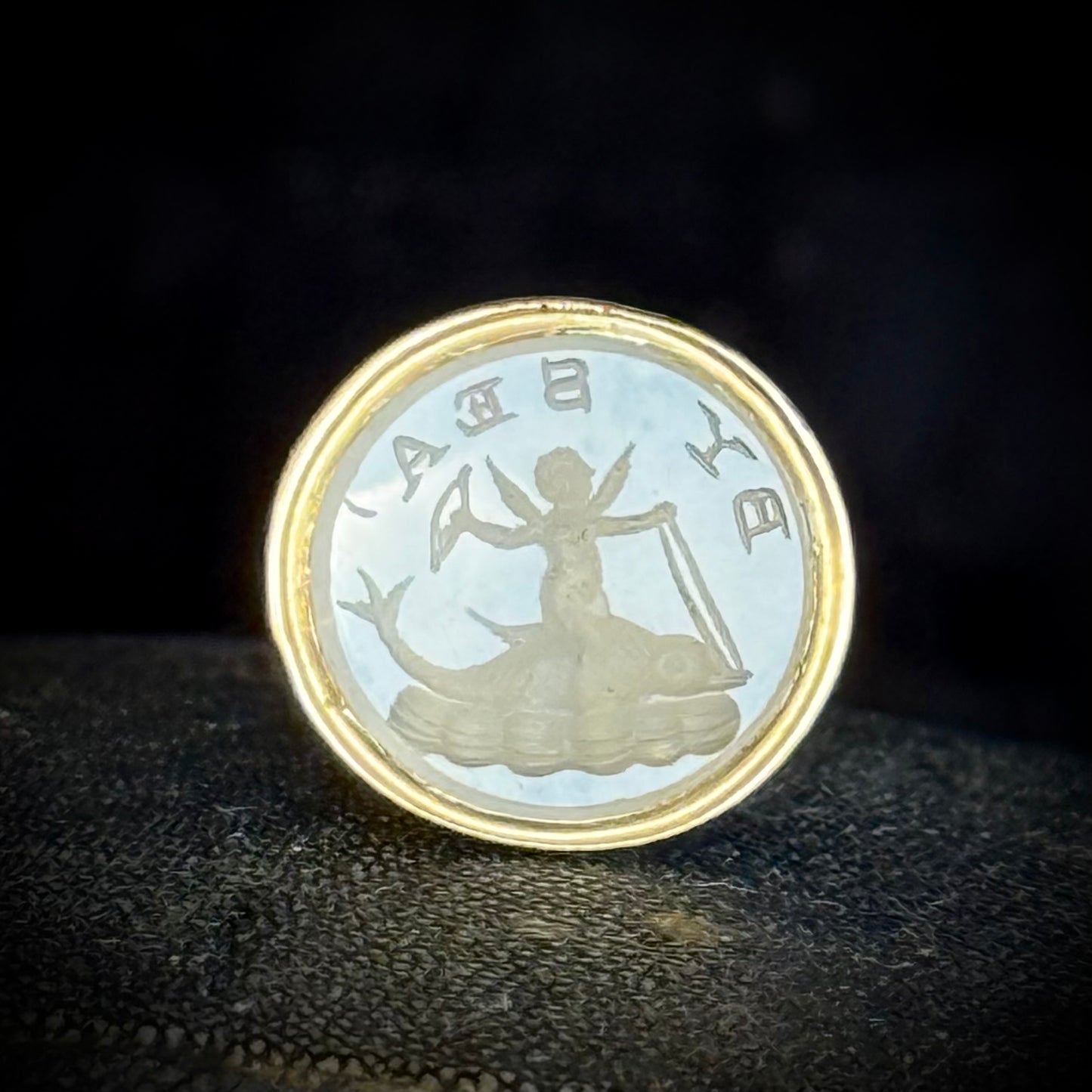 Antique Georgian Cupid & Dolphin Intaglio; Circa 1830