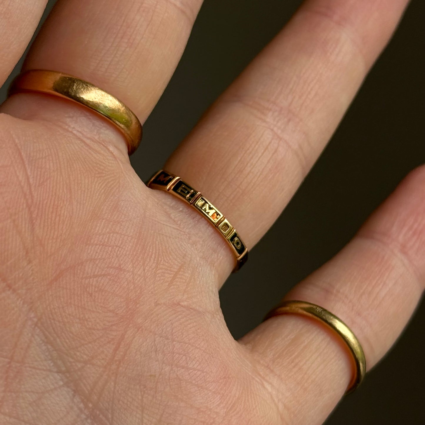 Antique Diamond Mourning Ring in 18 Carat Gol; Circa 1845