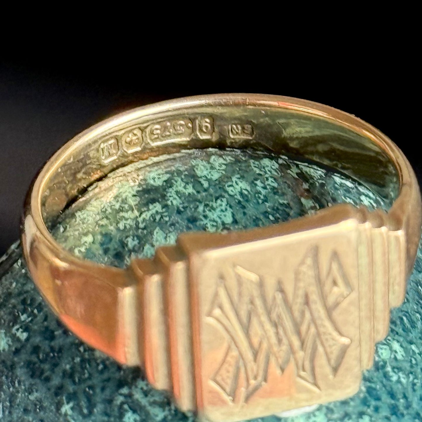 Heavy Vintage  Monogrammed Signet Ring; Circa 1936