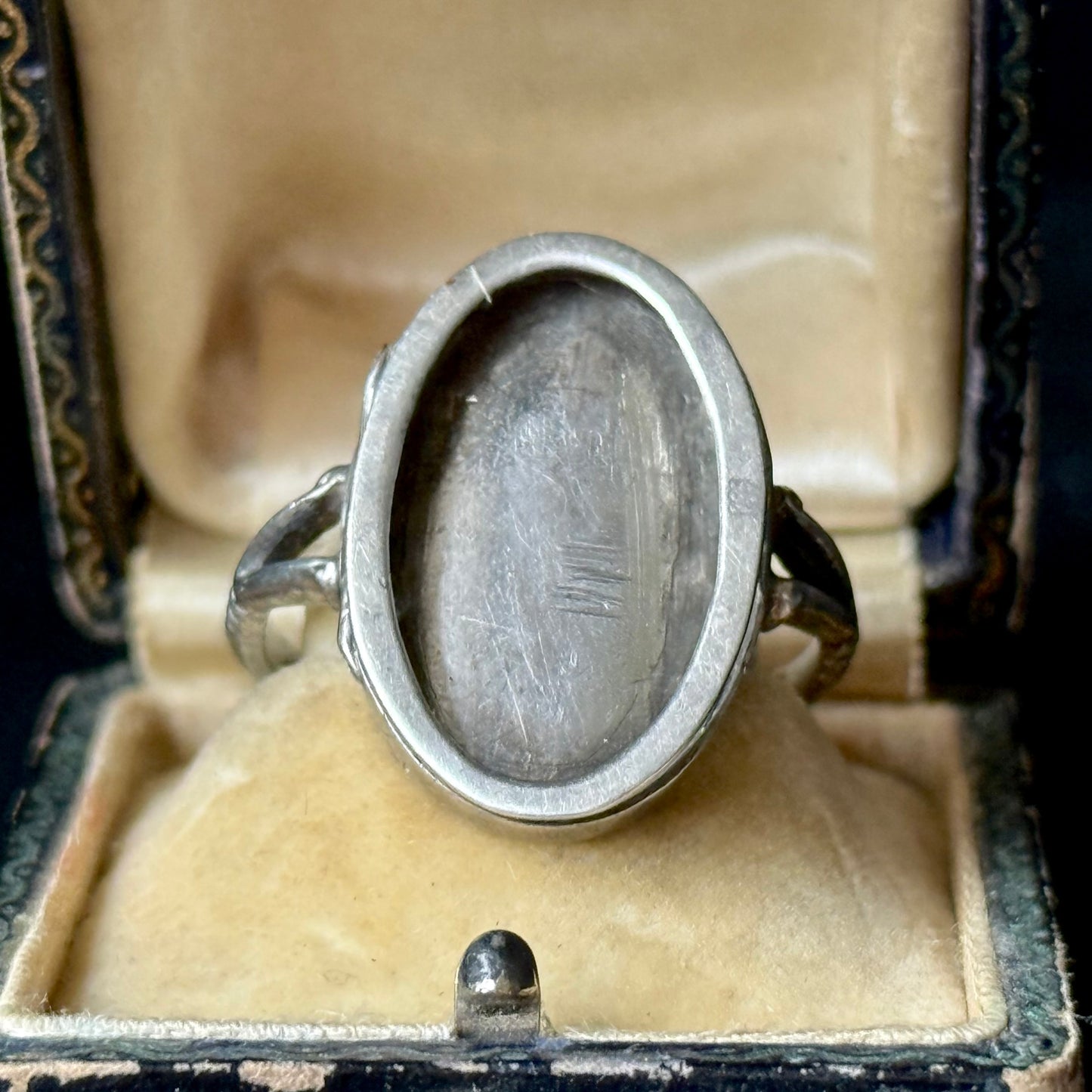 Unusual 1930's Sterling Silver Locket Ring
