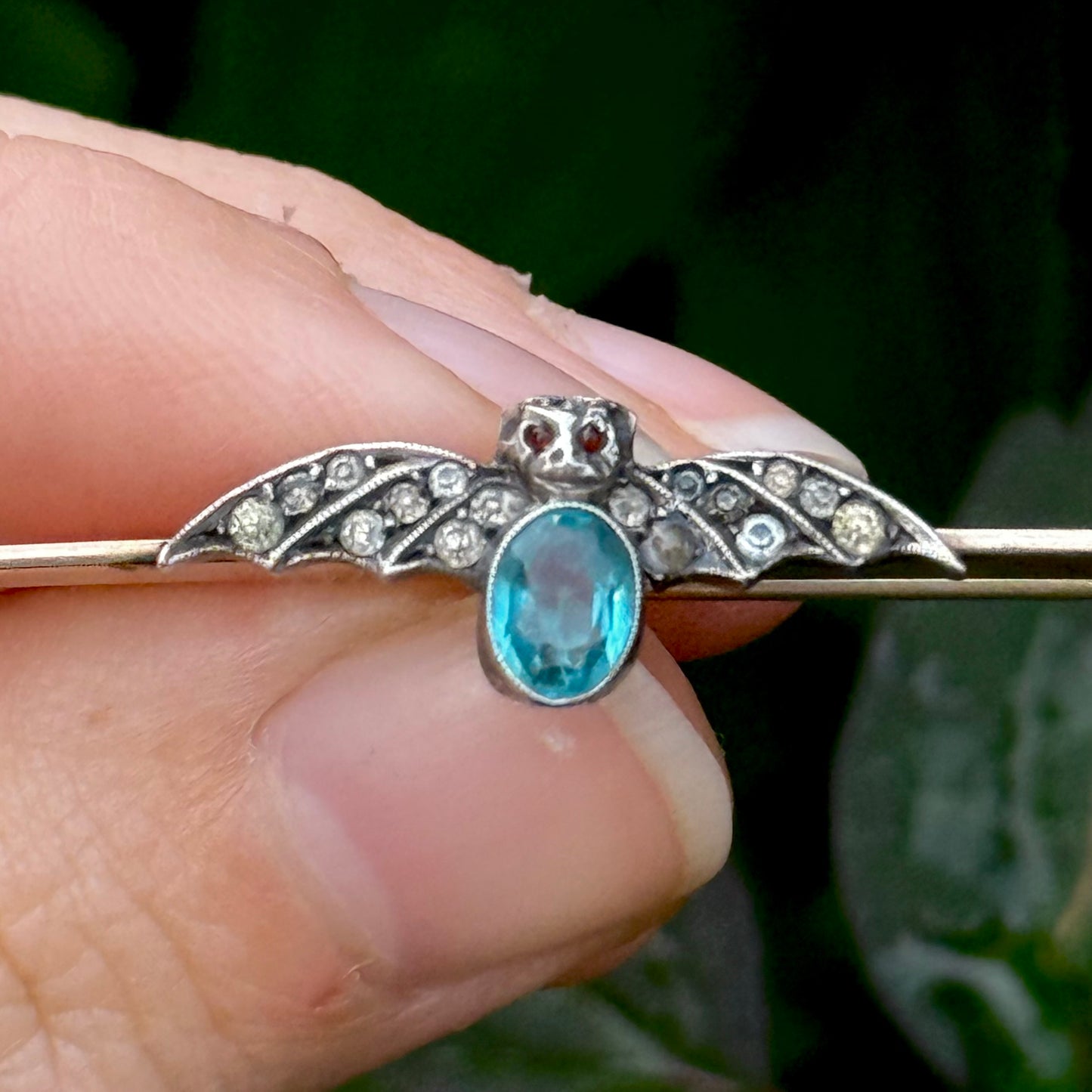 Edwardian Paste Bat Brooch in 9 Carat Gold