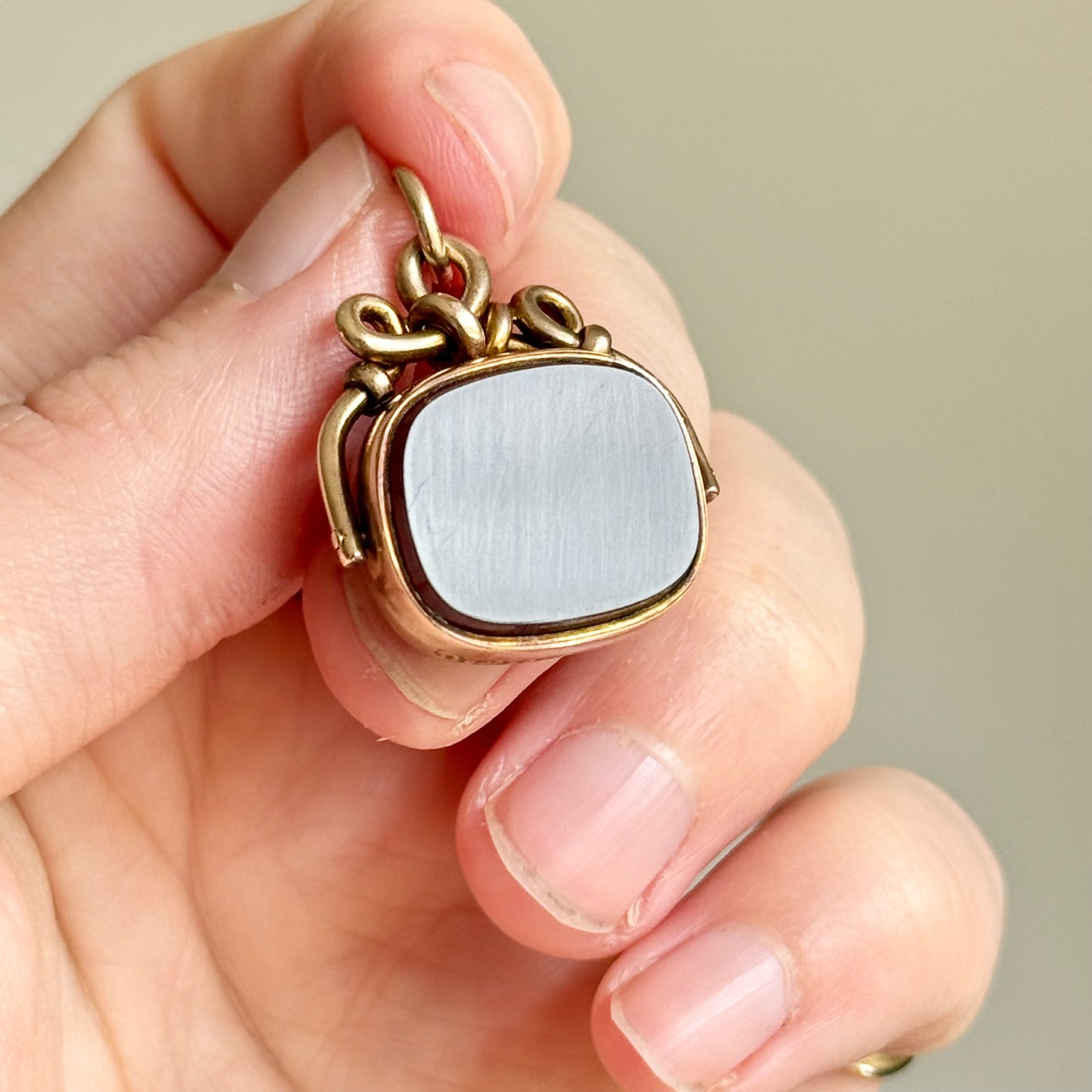 Antique Bloodstone Intaglio Fob in 9 Carat Gold; Circa 1904