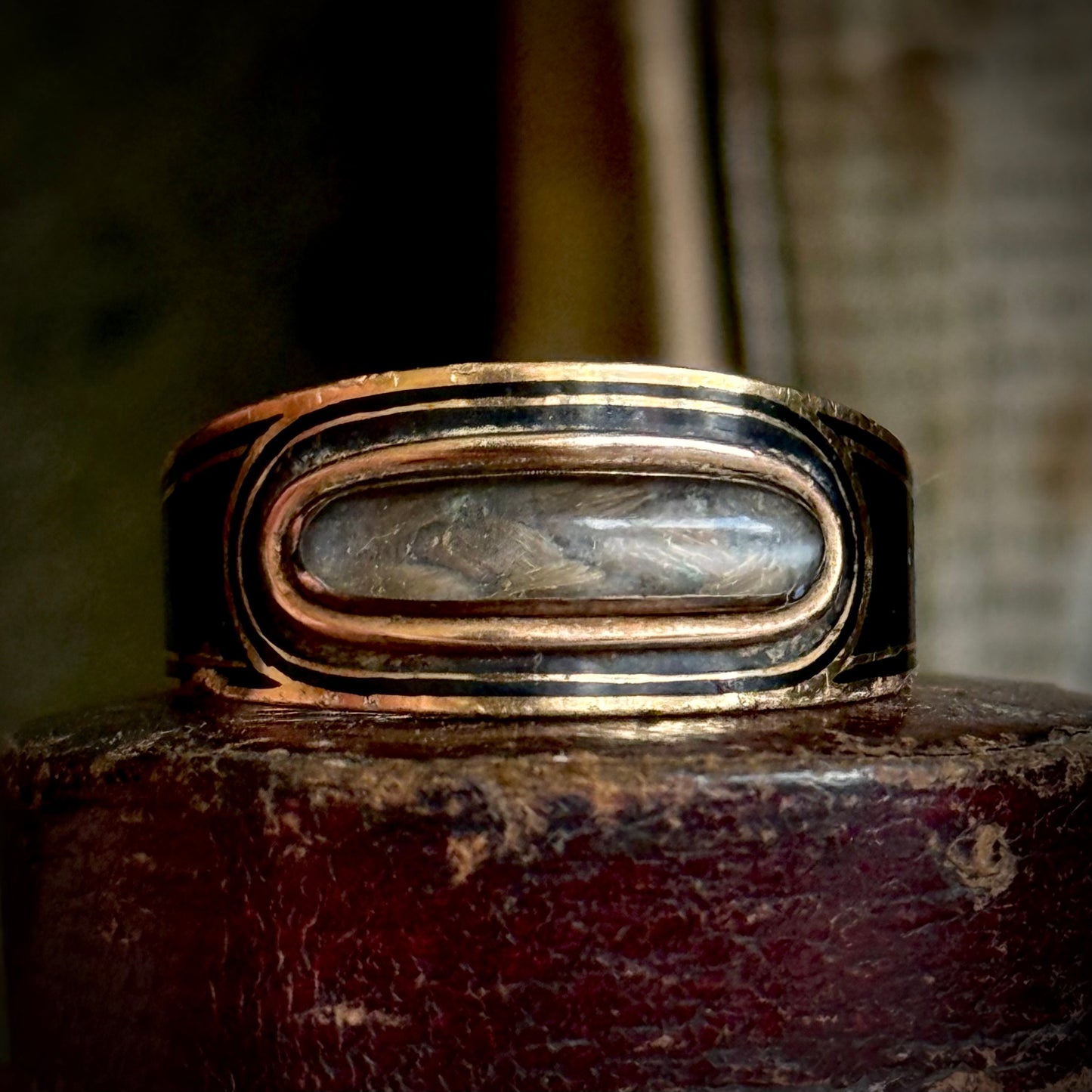 Antique Georgian Locket Mourning Ring; Circa 1801