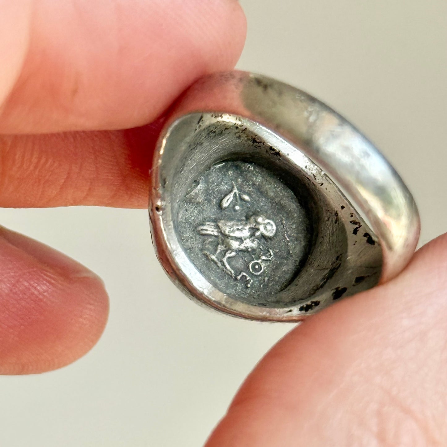 Vintage Silver Athenian Tetradrachm Ring; Circa 1890