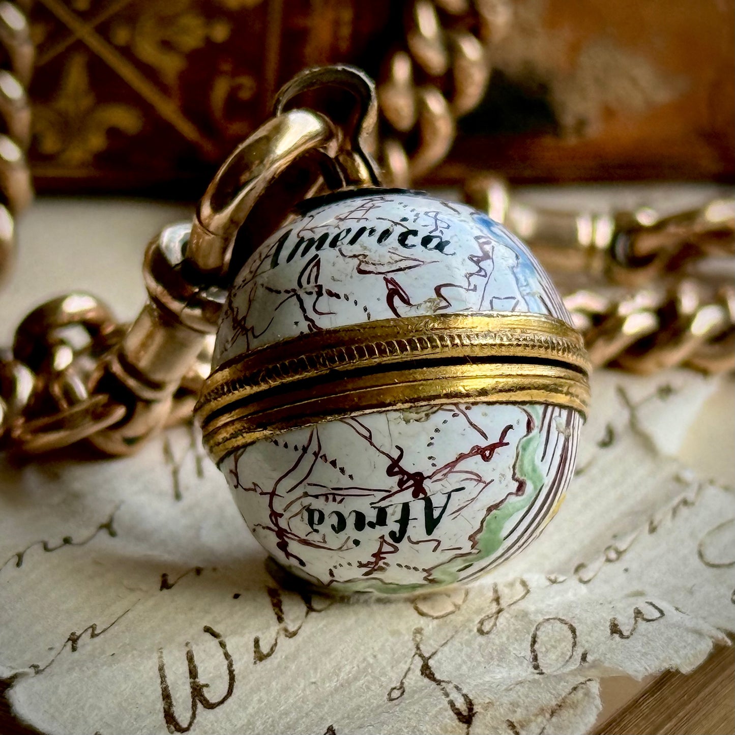 Antique Victorian Enamel Globe Locket