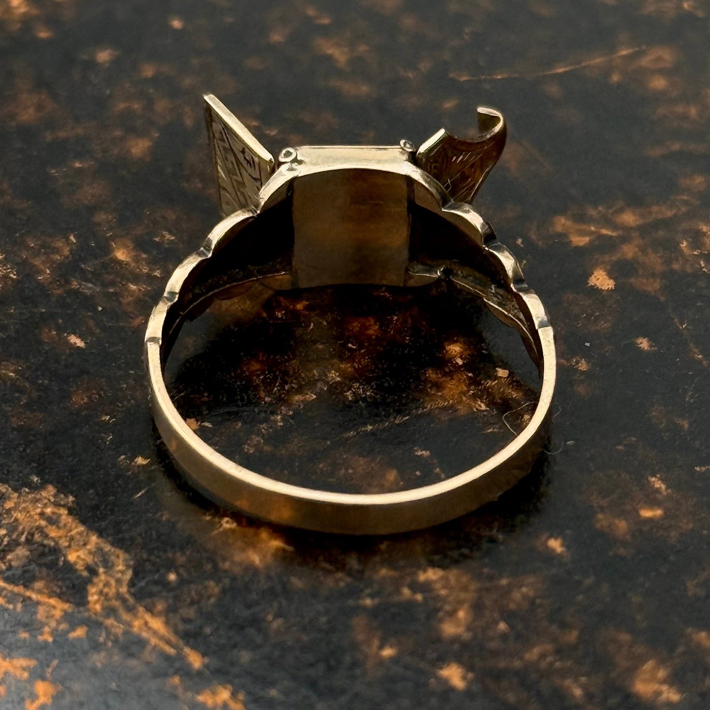 Antique Victorian Book Locket Ring in 9 Carat Gold