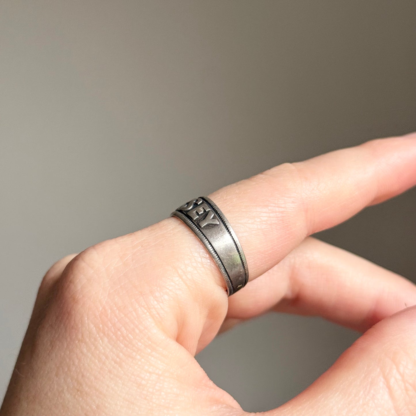 Victorian ‘JERSEY' Ring in Sterling Silver; Circa 1886