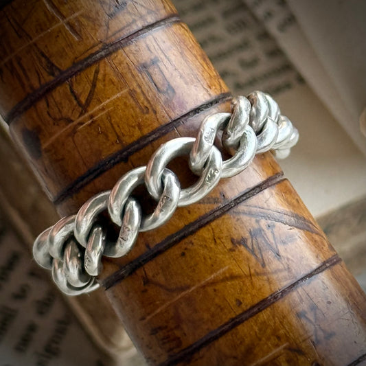 Antique Curb Chain Ring in Sterling Silver