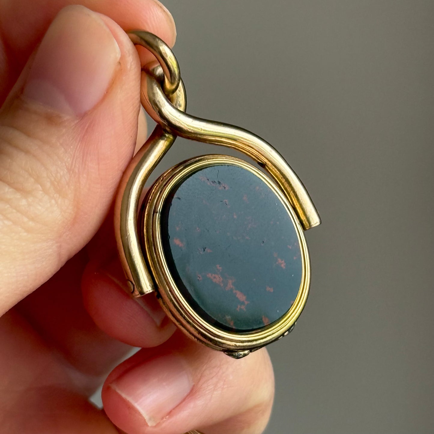 Antique Monogram 'B' Agate Locket Swivel Fob