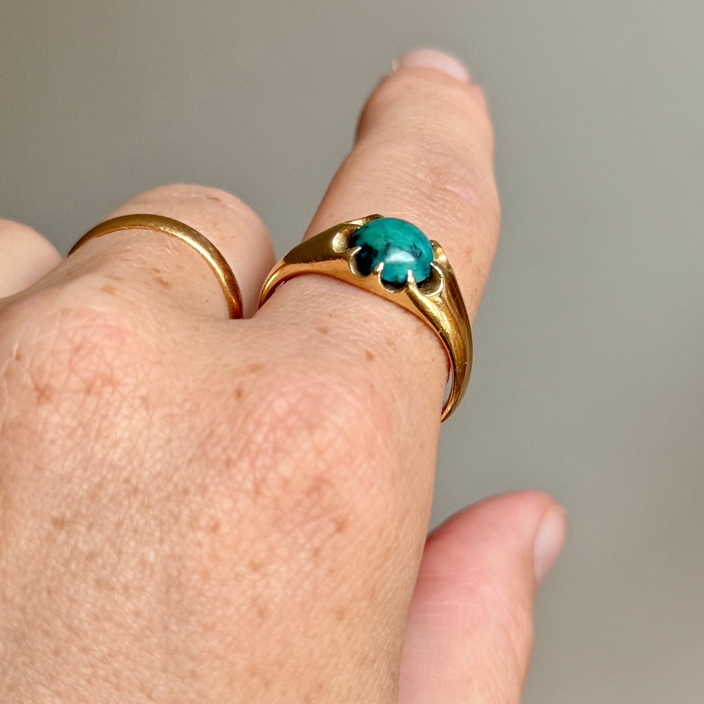 Victorian Turquoise Ring in 18 Carat Gold; Circa 1850