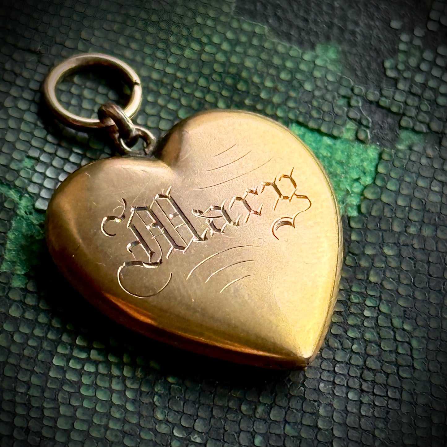 Antique 'Mary' 10 Carat Gold Heart Pendant; Circa 1880