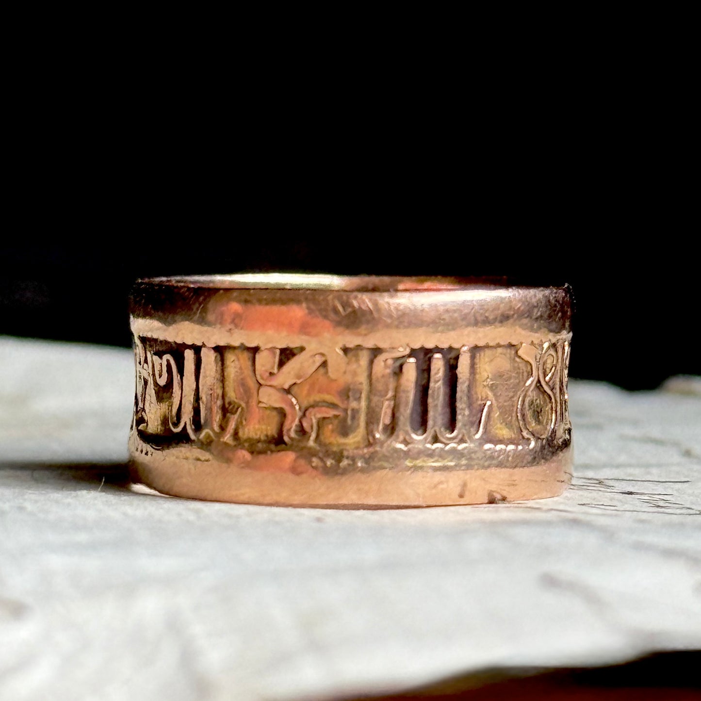 Antique Georgian Zodiac Ring in 9 Carat Gold; Circa 1800