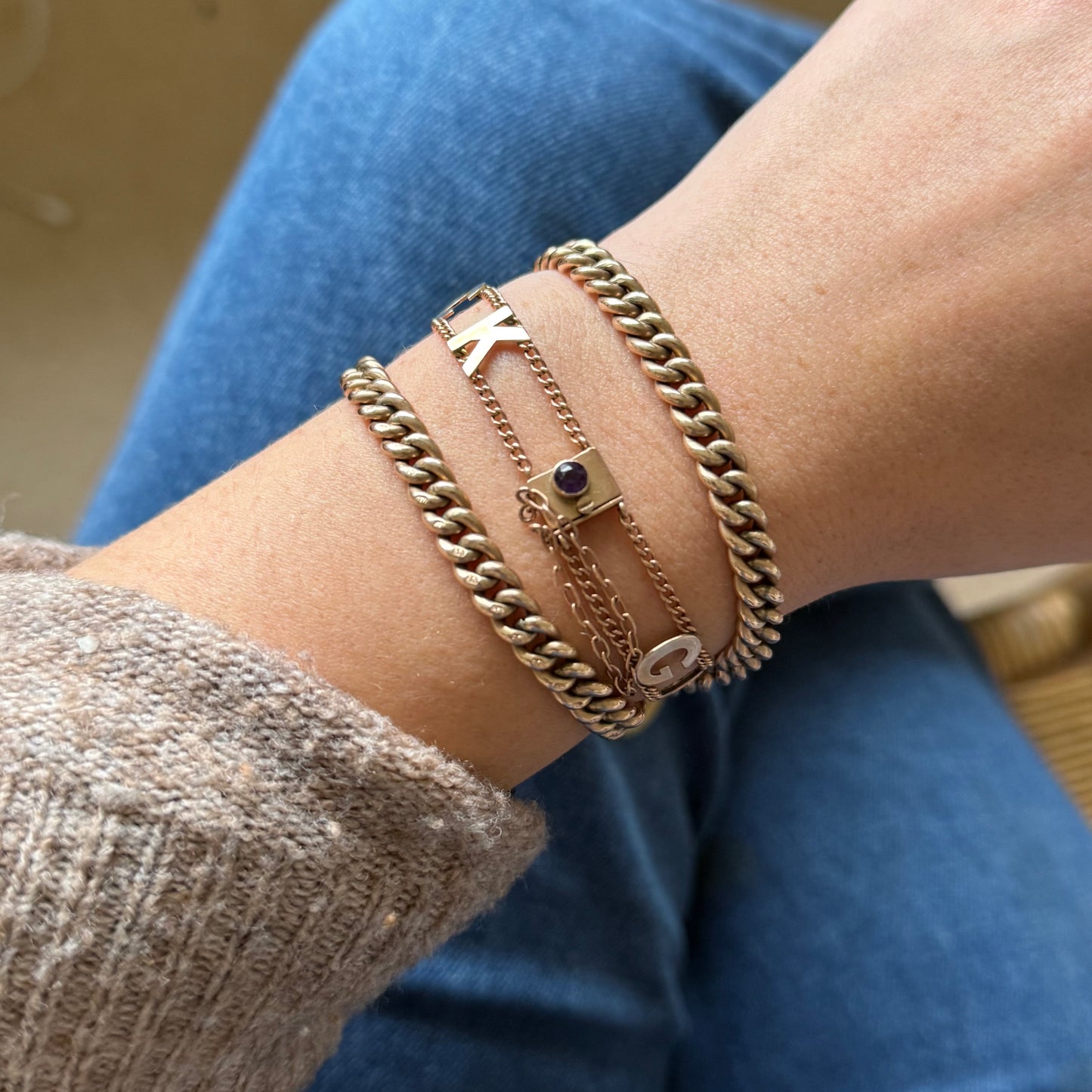Antique Good Luck Bracelet in 9 Carat Rose Gold, Circa 1900