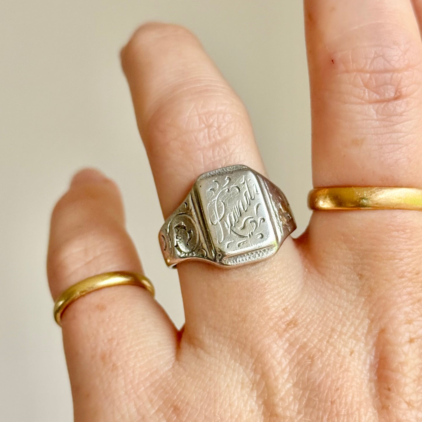 Antique Randi Signet Ring in Sterling Silver