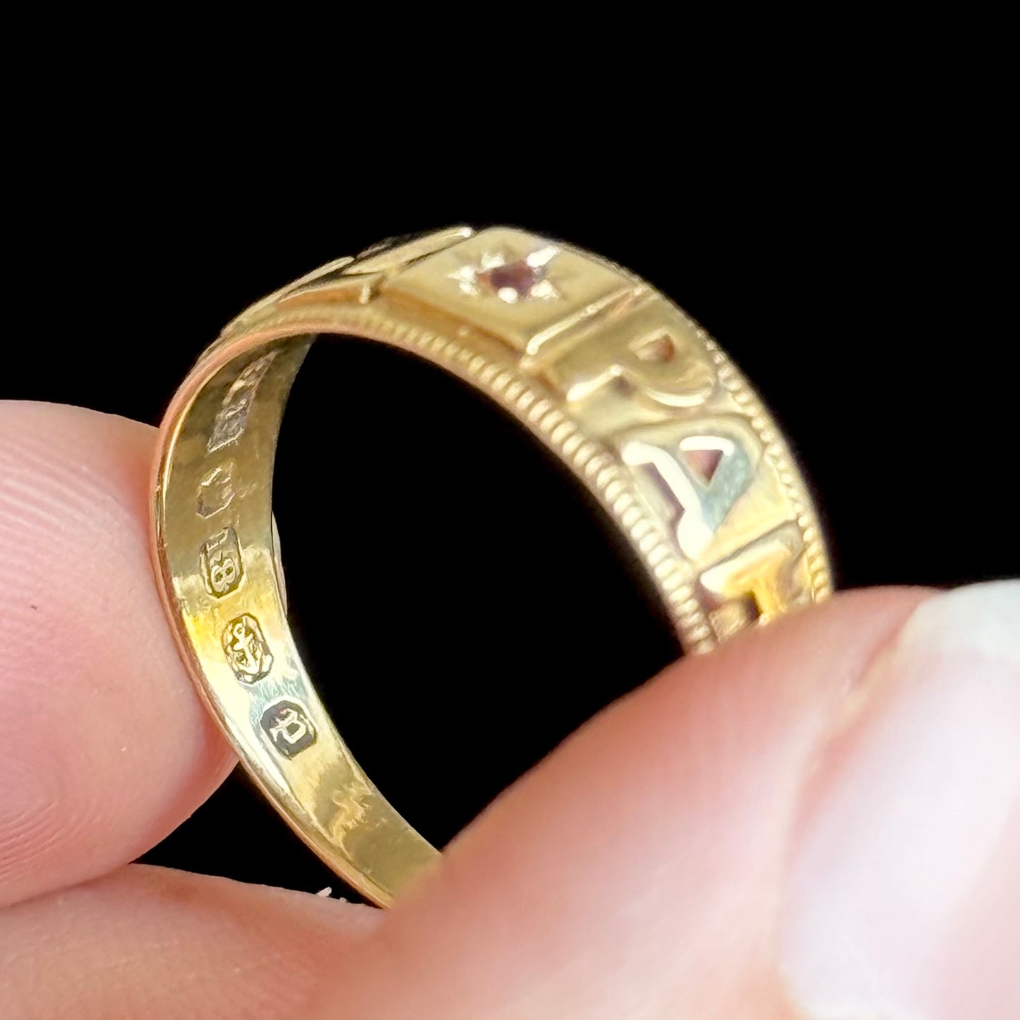 Antique Victorian Garnet Mizpah Ring