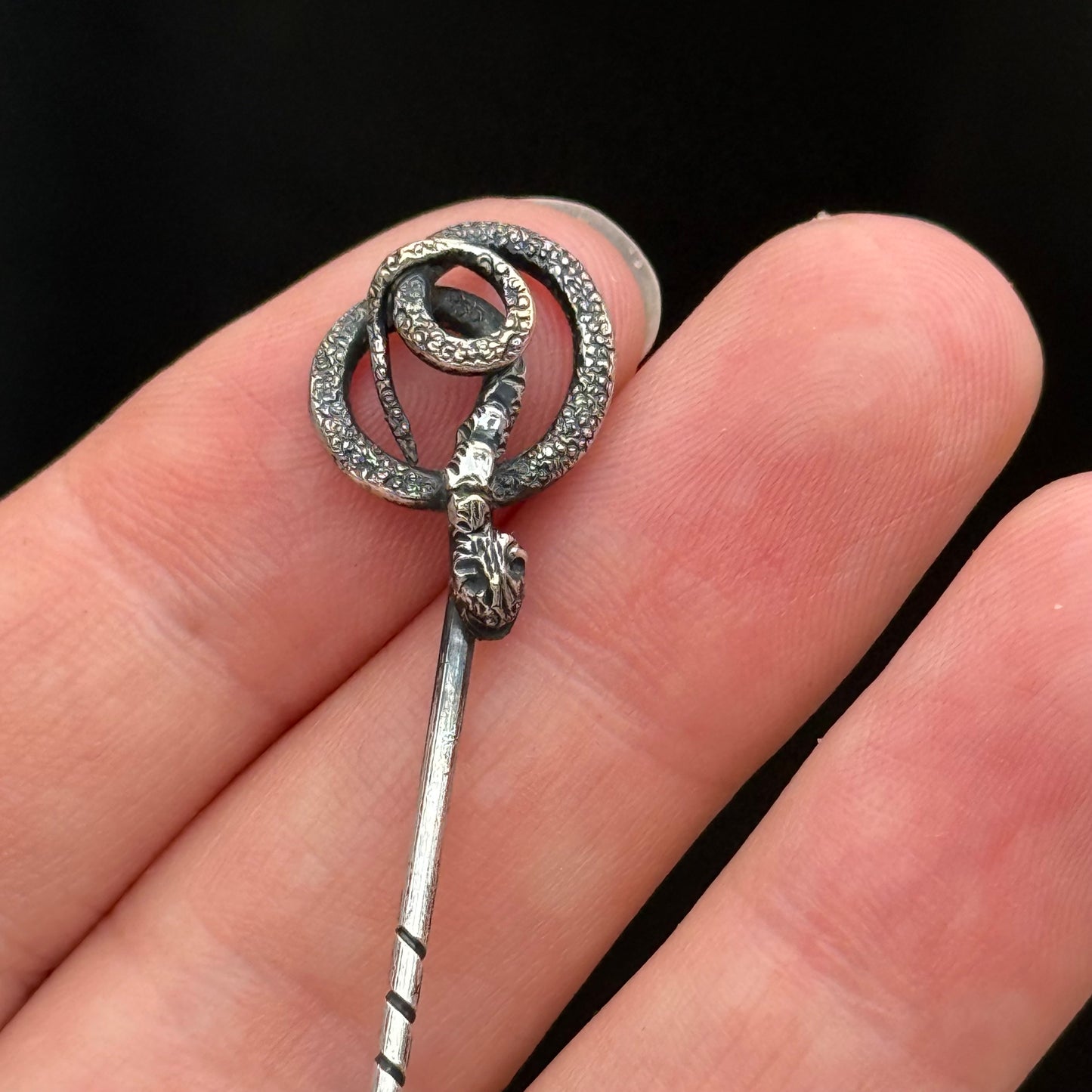 Antique Victorian Silver Tie Pin; Circa 1860