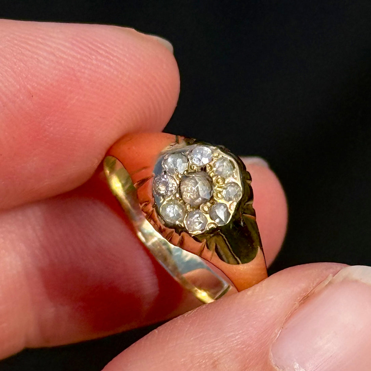 Antique Victorian Diamond Cluster Ring; Circa 1880