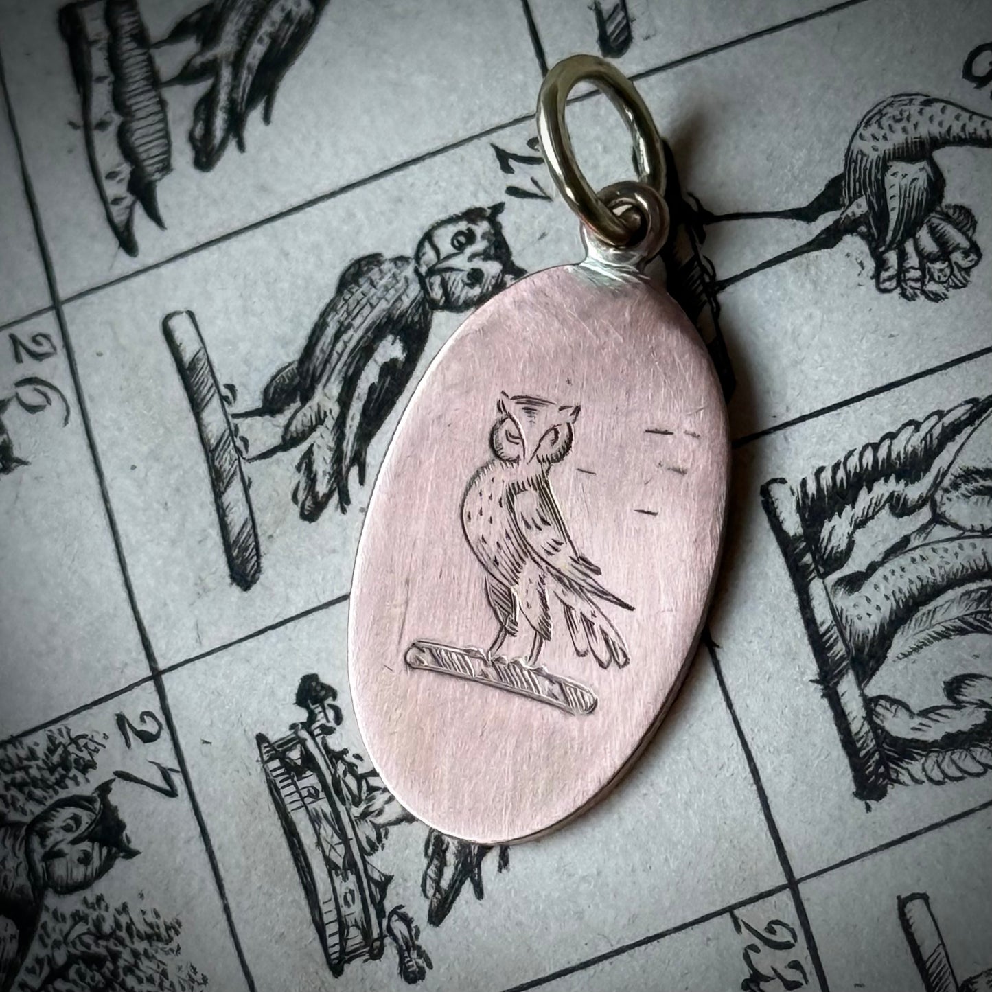 Antique 'Owl' Heraldic Pendant in 9 Carat gold (1)