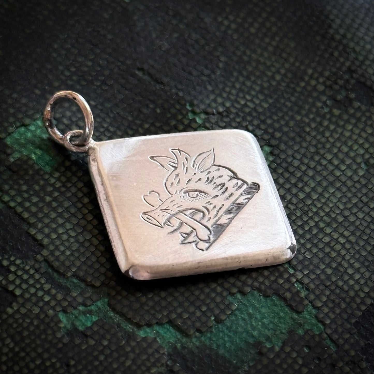 Antique Scottish Silver Heraldic Boar Pendant in Silver