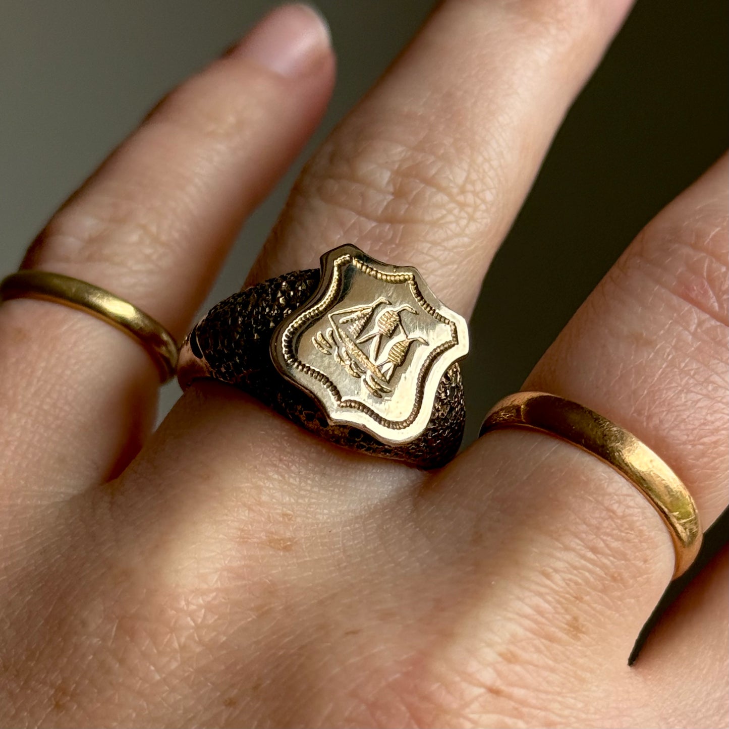 Victorian Heavy Nautical Ship Intaglio Signet ring
