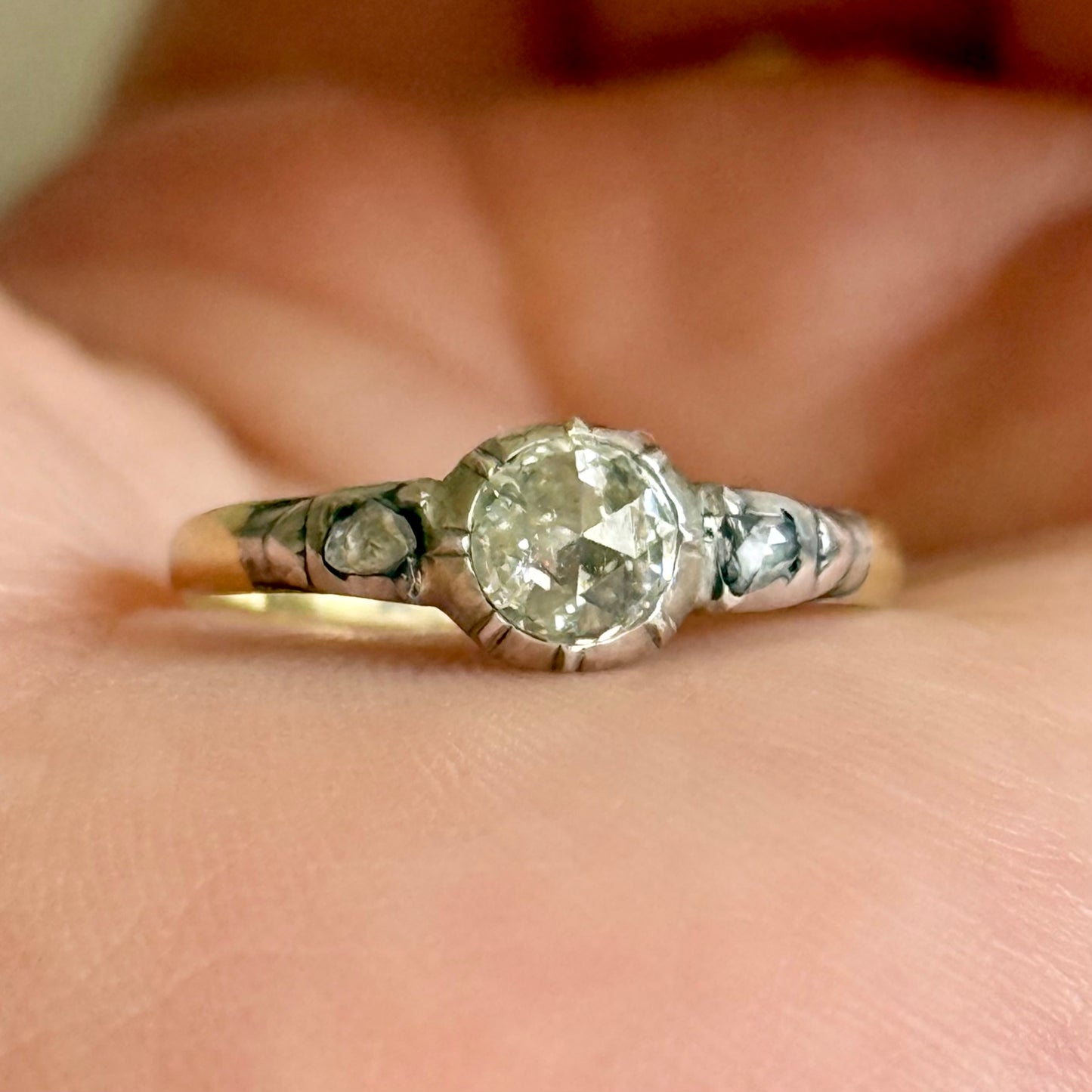 Georgian Rose Cut Diamond Ring; Circa 1800