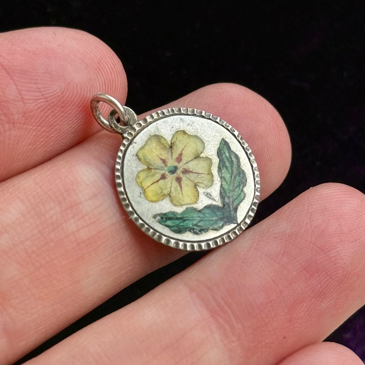 Antique Victorian Primrose Enamel Love Token