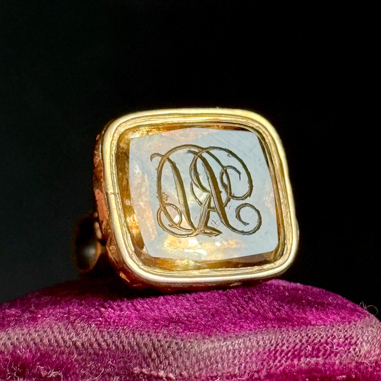Antique Victorian Initial Intaglio fob Pendant