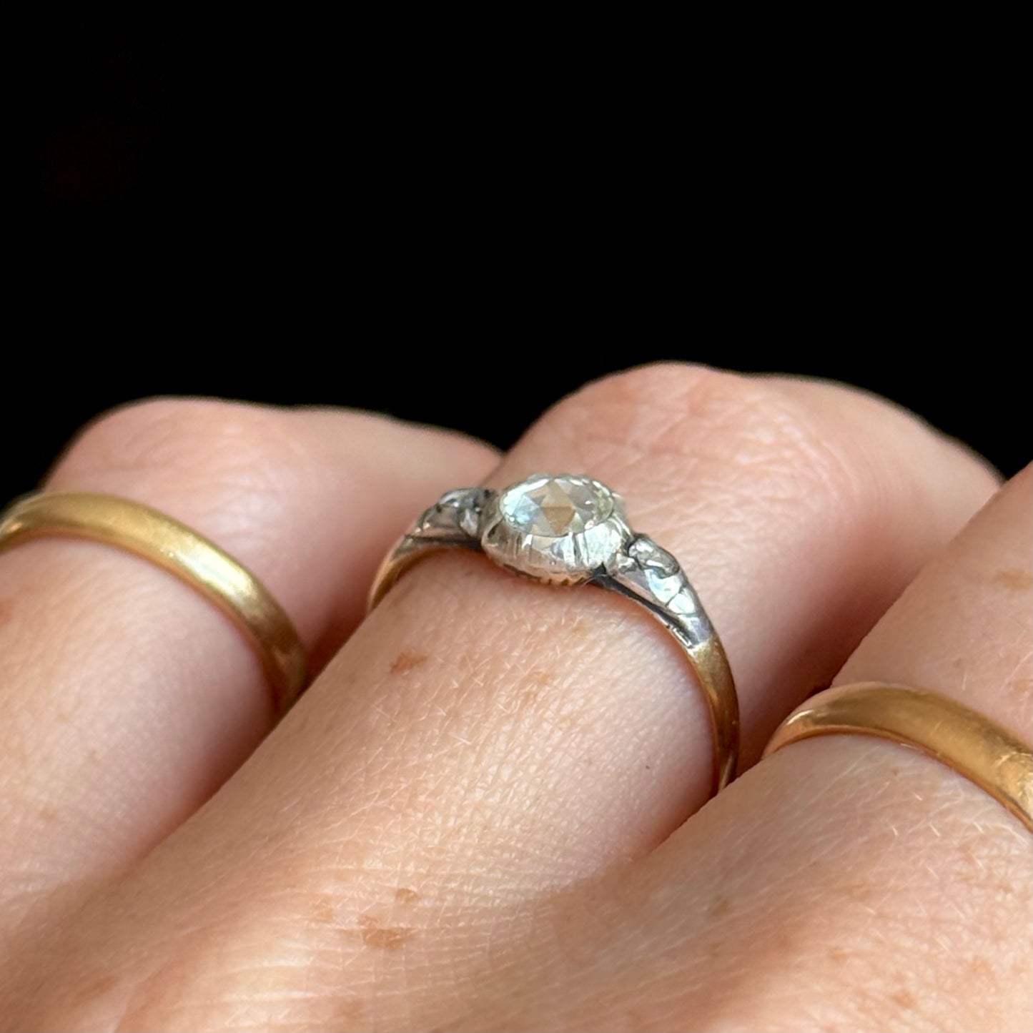 Georgian Rose Cut Diamond Ring; Circa 1800