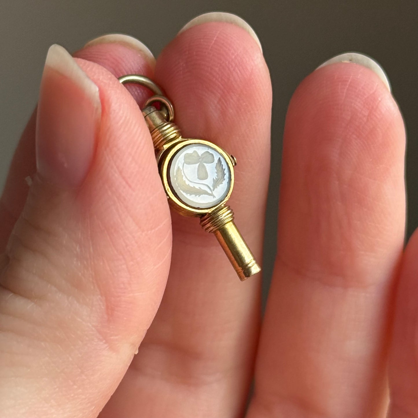 Antique Sentimental Swivel Intaglio Fob in 9 Carat Gold; Circa 1860