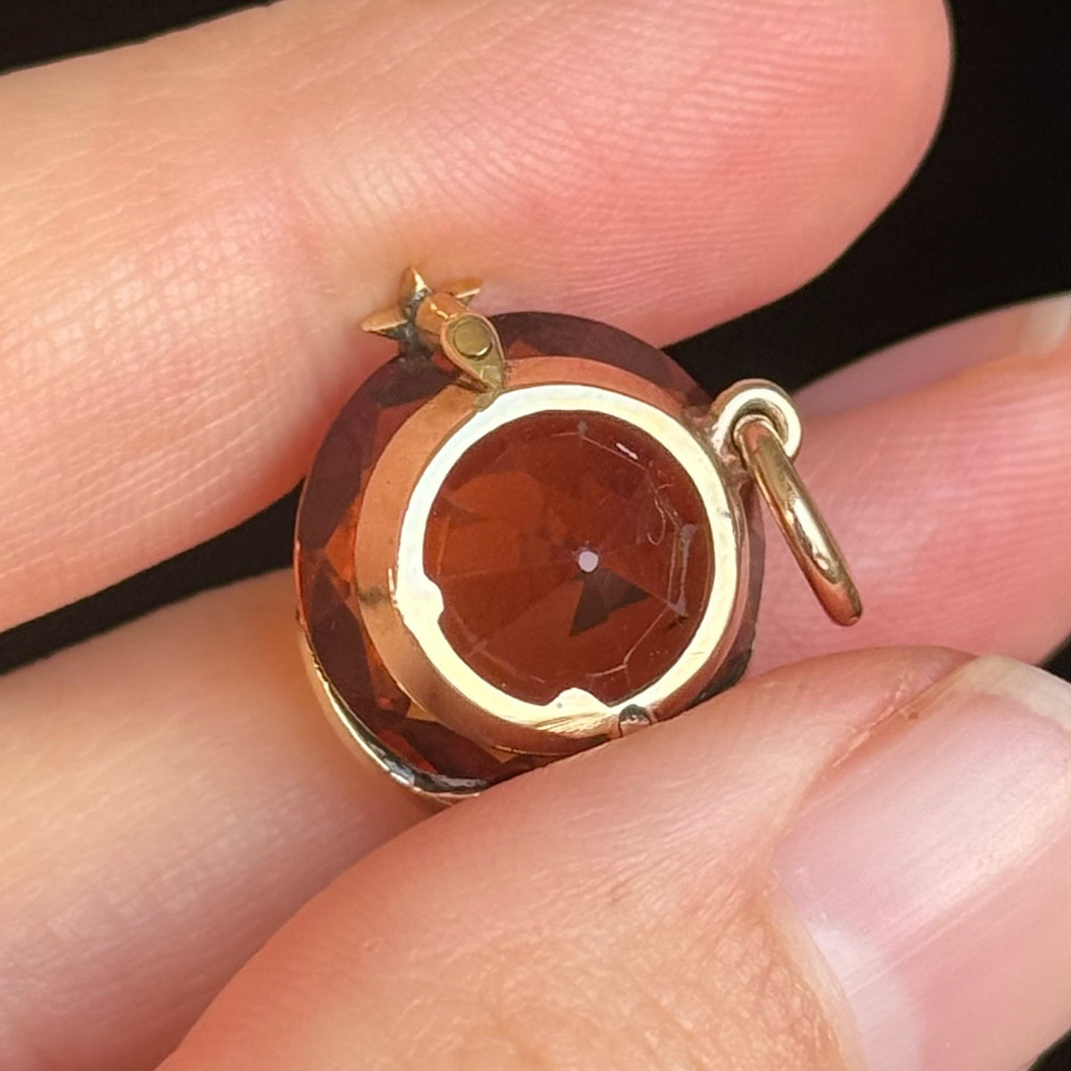 Antique Celestial Citrine & Diamond Pendant in 18 Carat Gold; Circa 1890