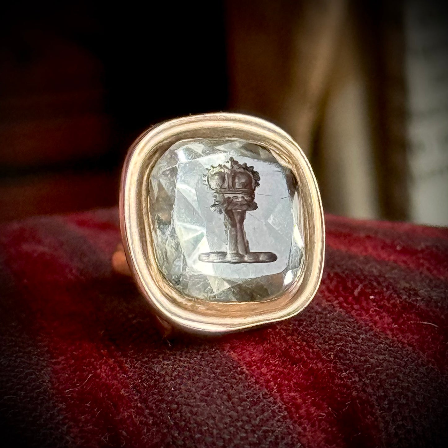Antique Quartz Intaglio Fob in 9 Carat Gold; Circa 1860