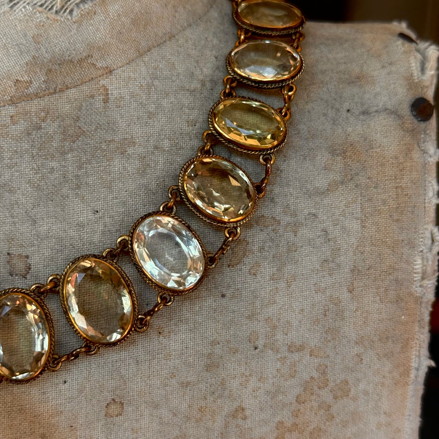 Antique Victorian Graduated Citrine Collet Necklace