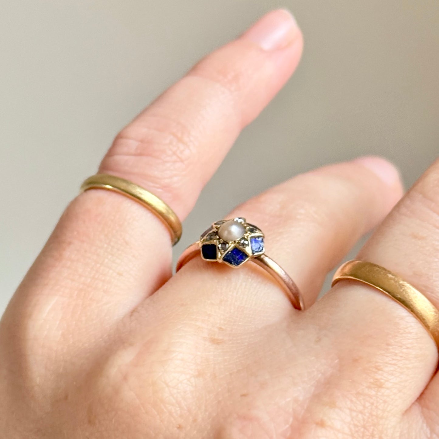 Enchanting Victorian Star Motif Diamond & Enamel Ring