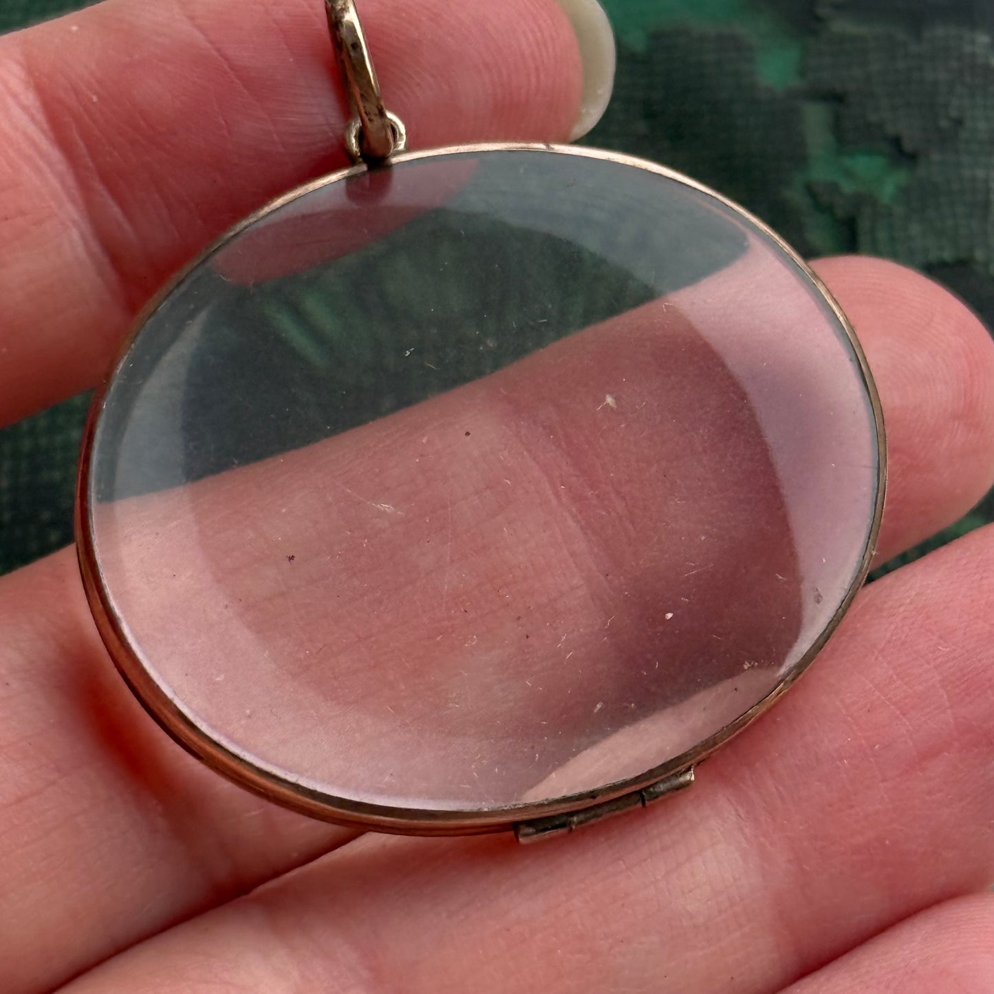 Georgian Gold Oval Glazed Locket Pendant; Circa 1830