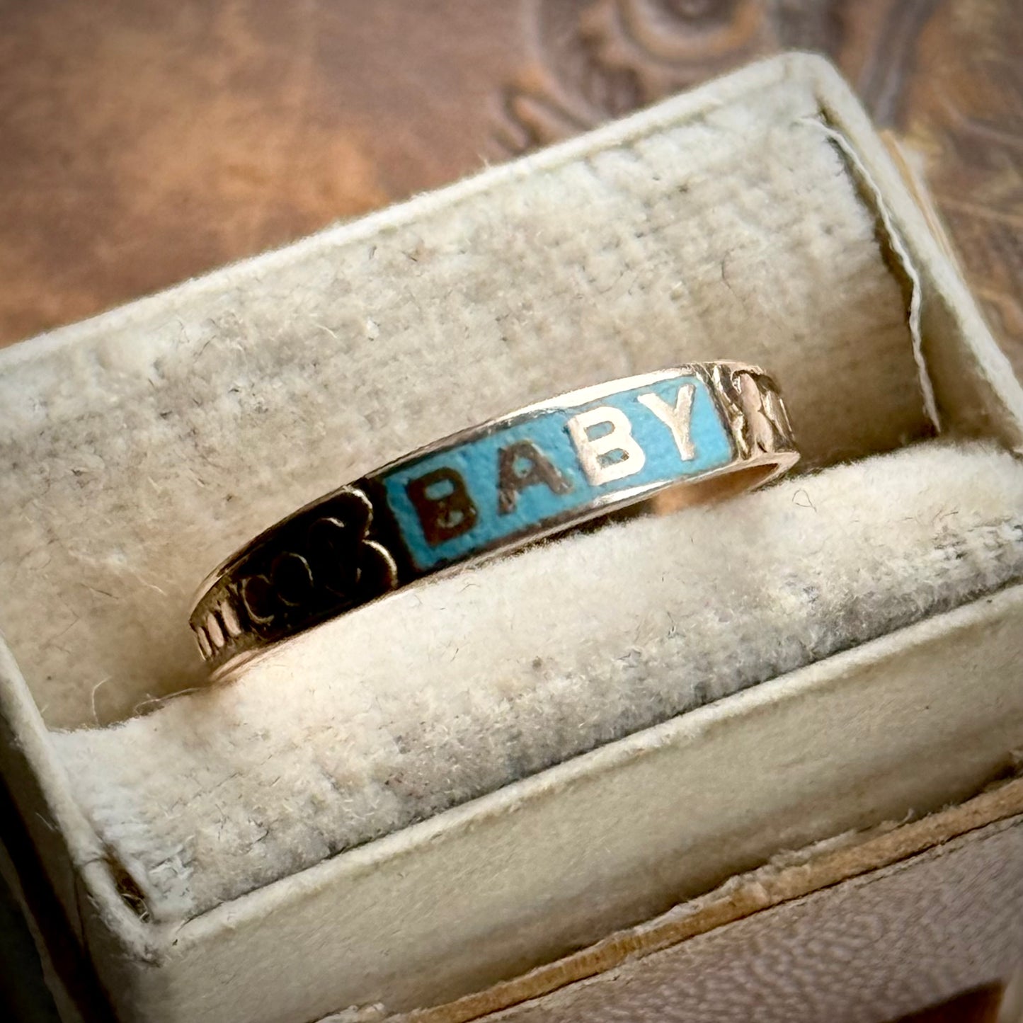 Antique Victorian Enamel 'Baby' Ring in 10 Carat gold