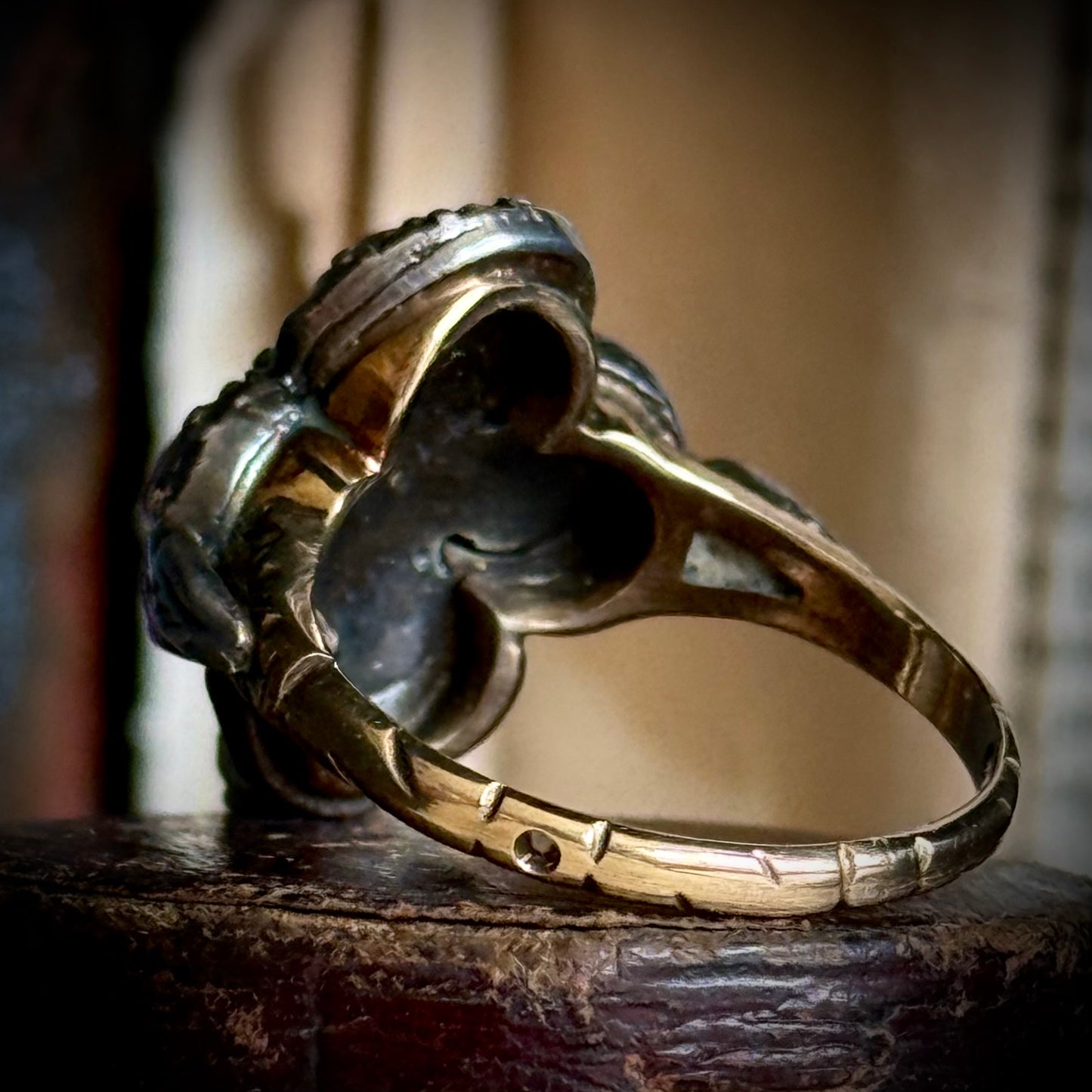 Antique Quatrefoil Rose Cut Diamond Ring; Circa 1900