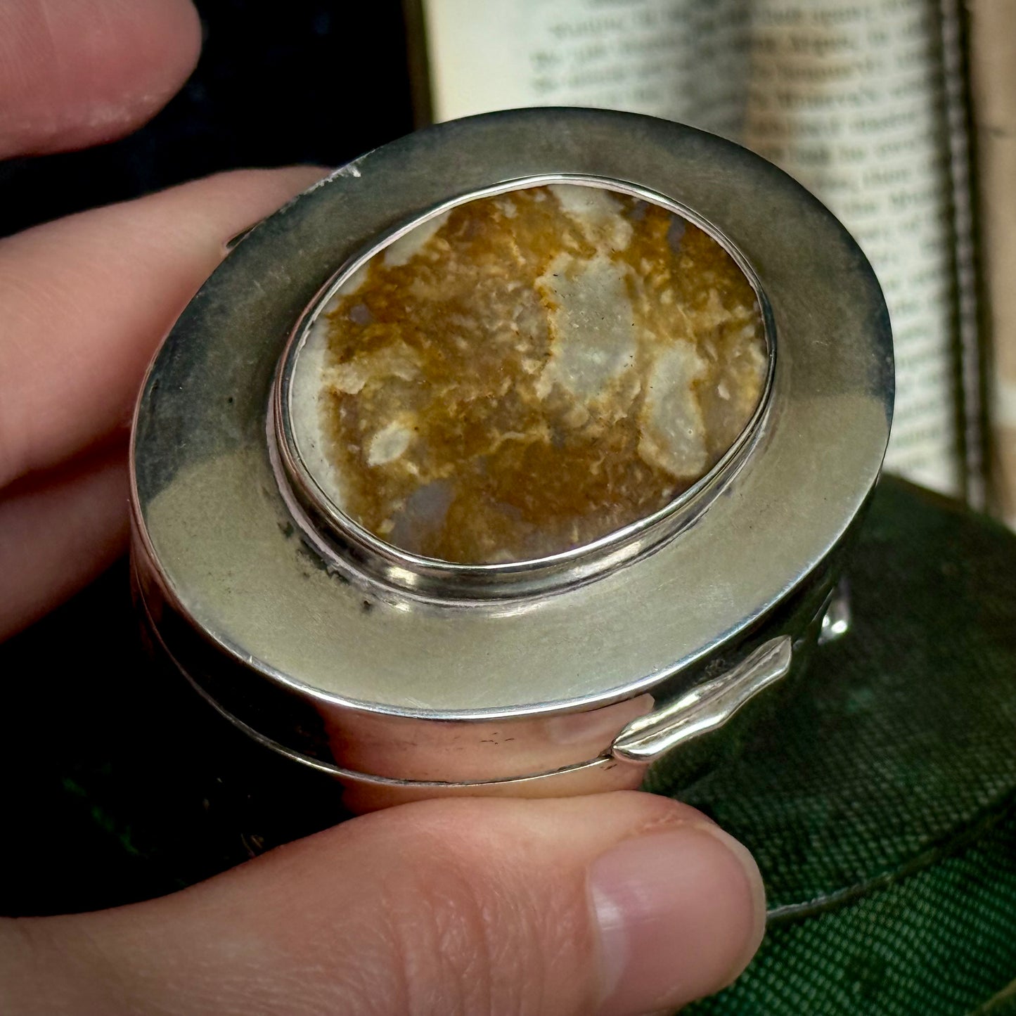 Antique Agate Set Silver Jewellery Box; Circa 1907