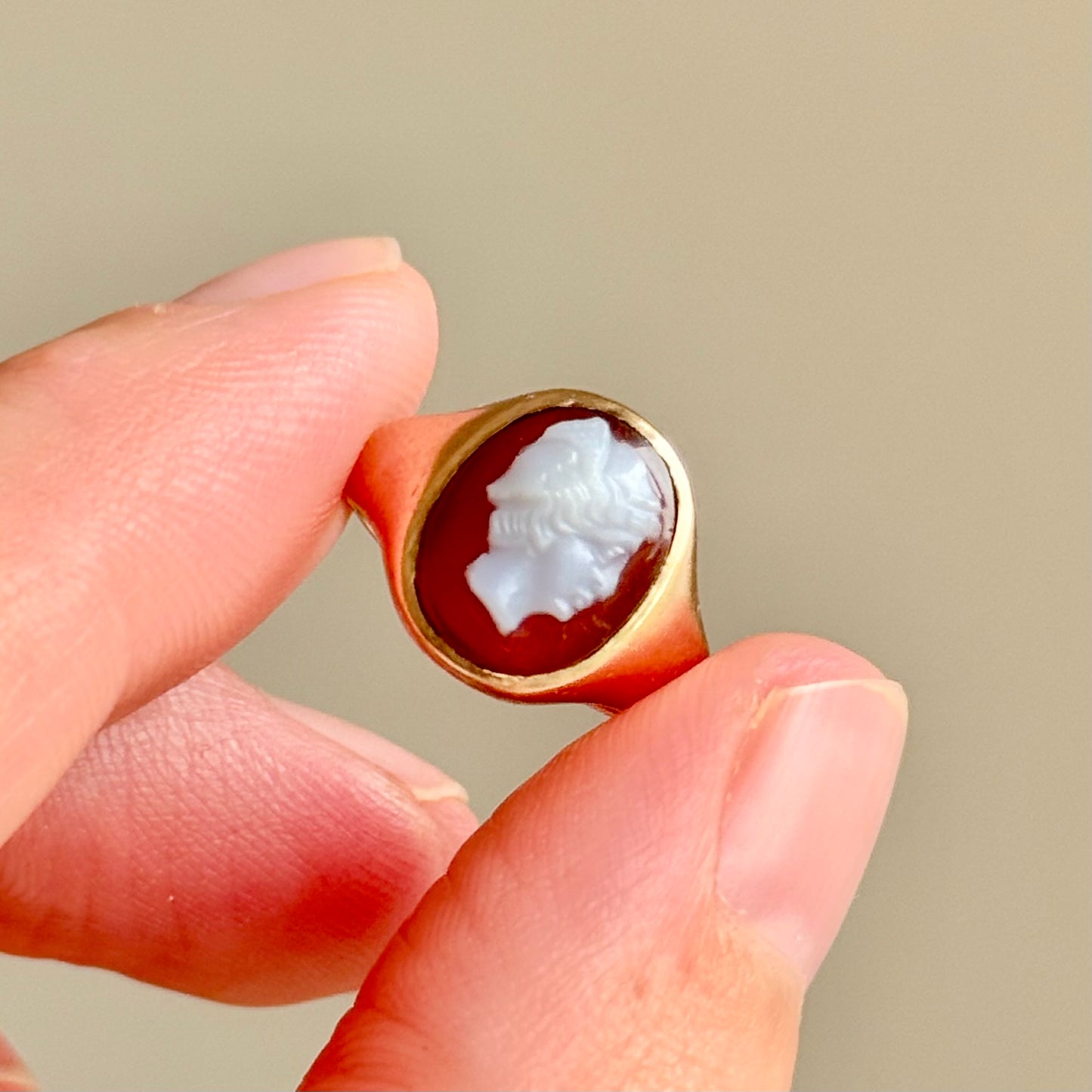 Antique Hermes Carnelian Agate in 9 Carat Rose Gold; Circa 1912