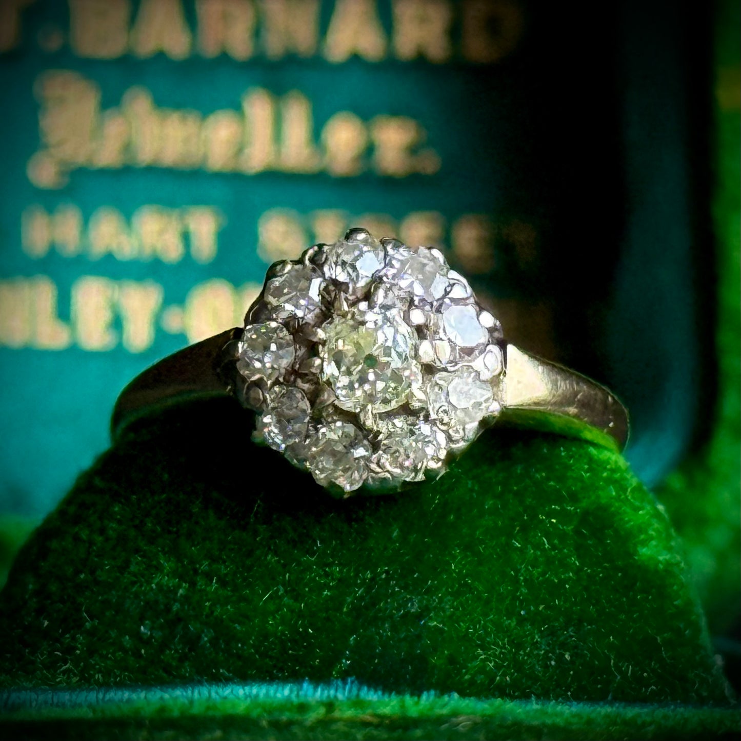 Antique Victorian Diamond Cluster Ring in 18 Carat Gold; Circa 1880