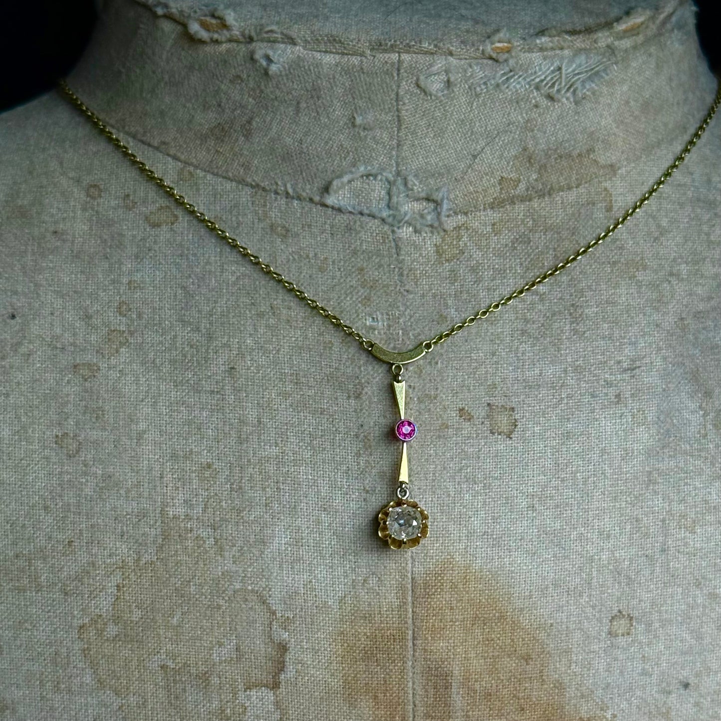 Late Victorian Ruby & Diamond Pendant; Circa 1900
