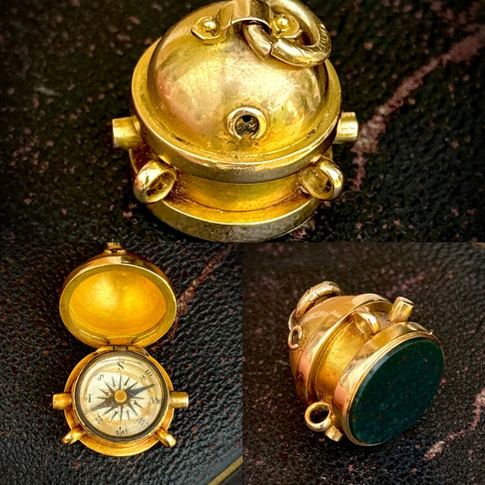 Antique Victorian Ships Capstan Compass Fob
